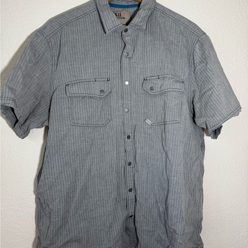 5.11 Tactical Mens Shirt Adult Medium Gray Button Up Work Wear Outdoors | Size L